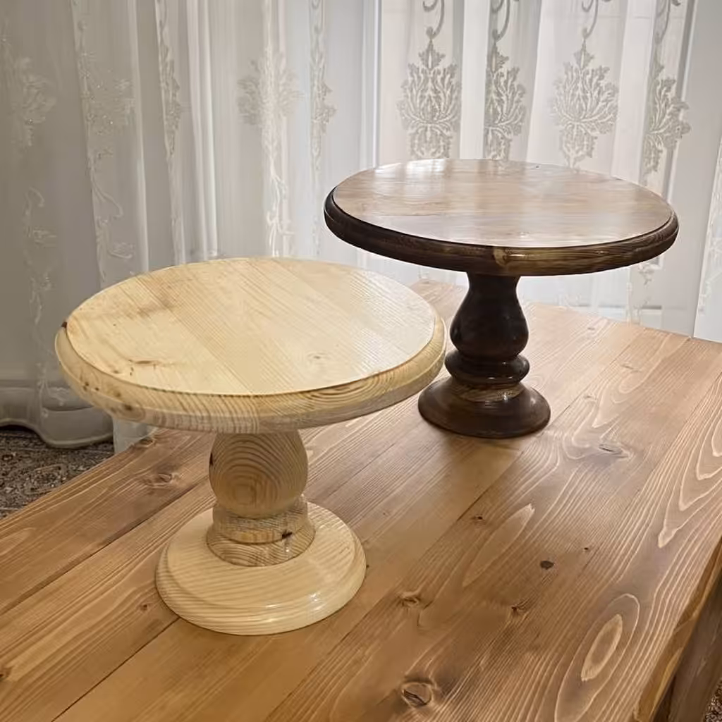 پایه کیک دست ساز چوبی خراطی شده سایز 30 در 18