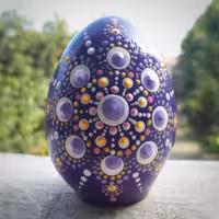 تخم مرغ هفت سین نقطه کوبی با تم بنفش سفالی 8 سانتی