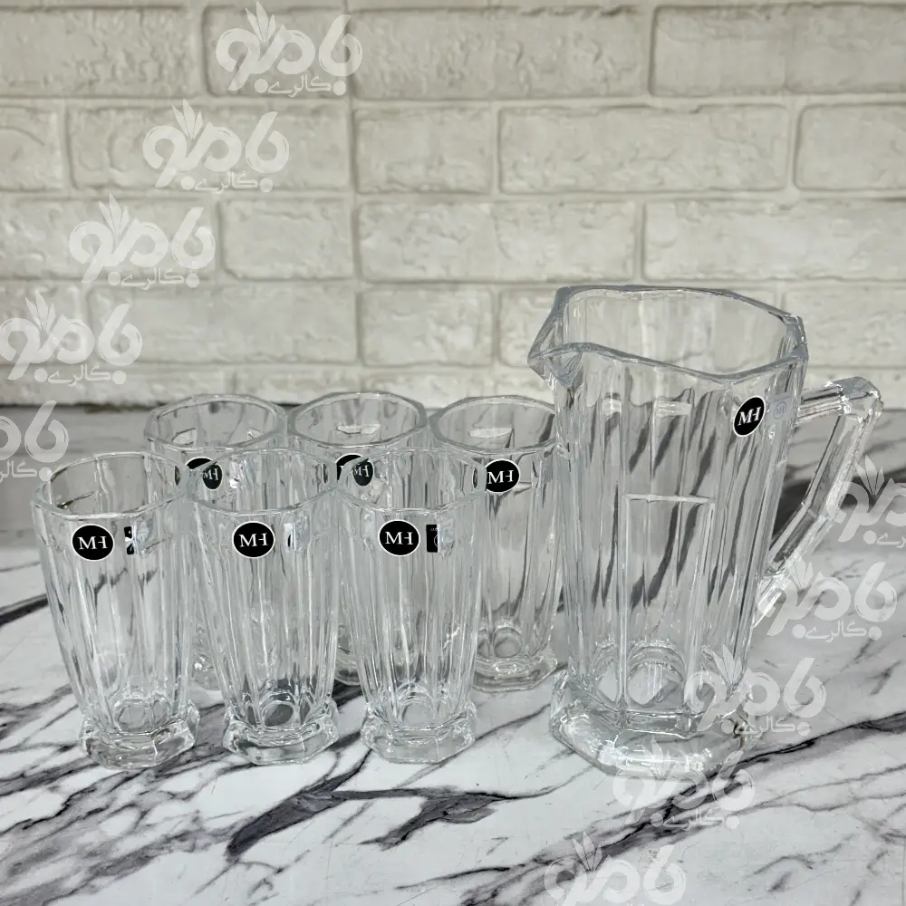 پارچ و لیوان شیشه ای استیج لب ساده