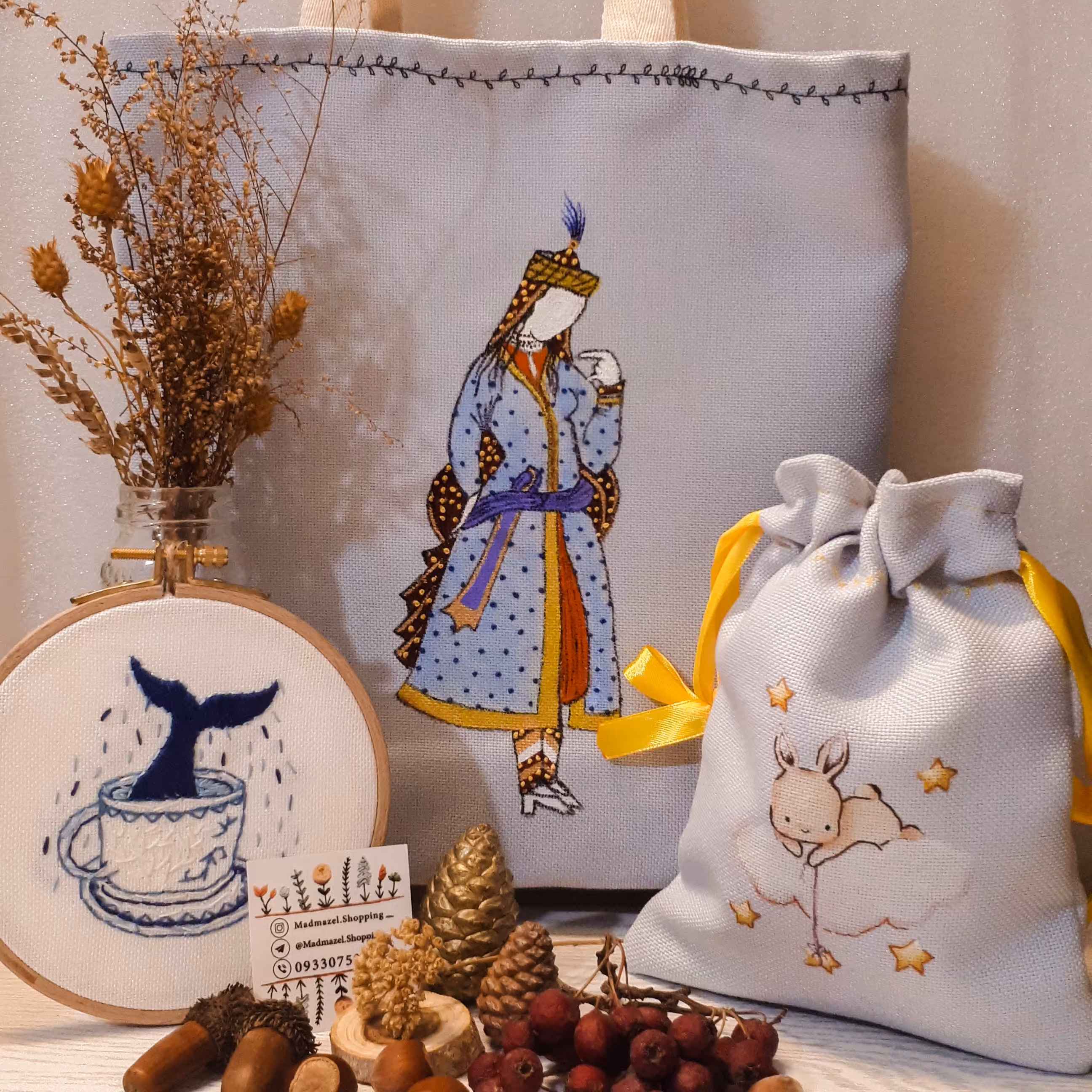 ست 3 عددی خاطرات ( دیوارکوب ، کیسه ، ساک دستی )