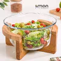 کاسه سرو پایه چوبی لیمون 3 لیتر 2166