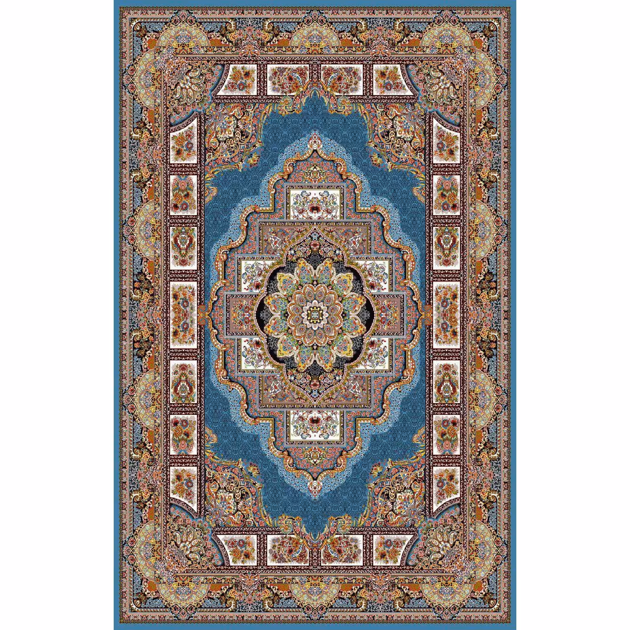 فرش طرح حوض نقره آبی رنگ 700 شانه 12 متری