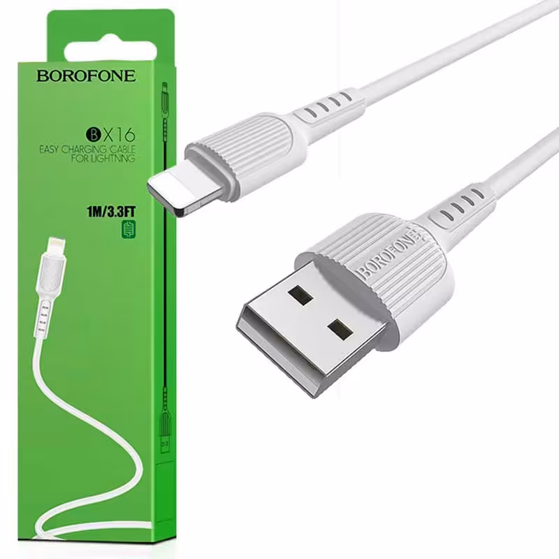 کابل شارژر آیفون بروفون انتقال اطلاعات شارژ گوشی ولتاژ خروجی 2 آمپر رنگ کابل سفید کیفیت فوق العاده از شرکت محبوب بروفون