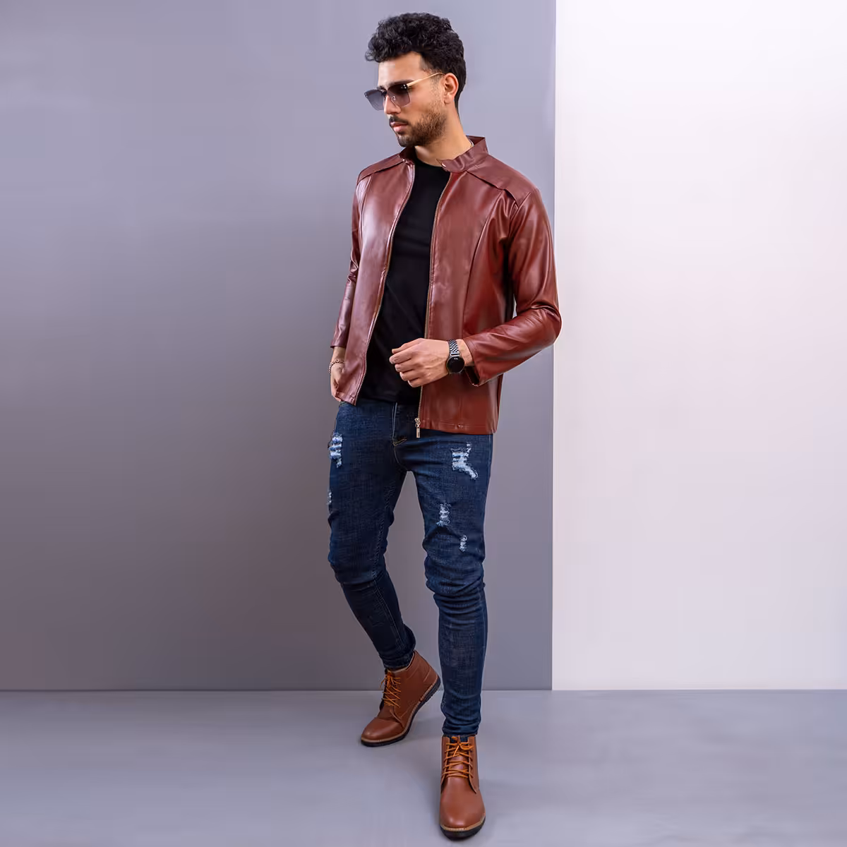 کاپشن چرم مردانه مدل Arshaa