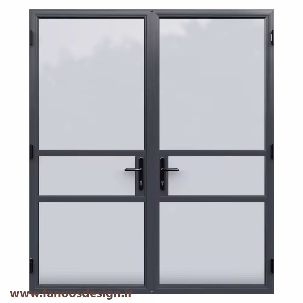 درب آهنی شیشه خور دو لنگه کد 30703