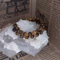 دستبند دو ردیفه سنگ چشم ببر طبیعی