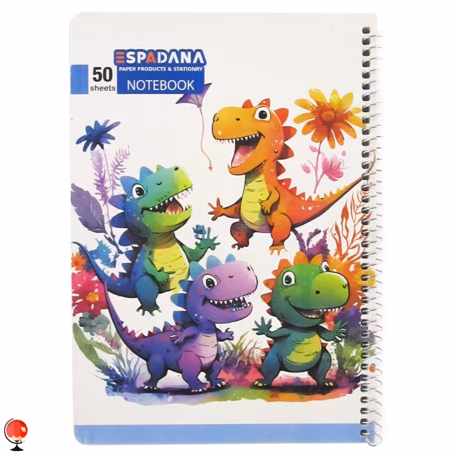 دفتر مشق 50 برگ سیمی کلاس اول طرح دایناسور اسپادانا