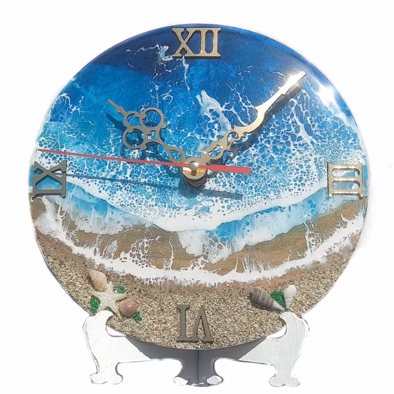 ساعت رومیزی رزینی دایره طرح دریا