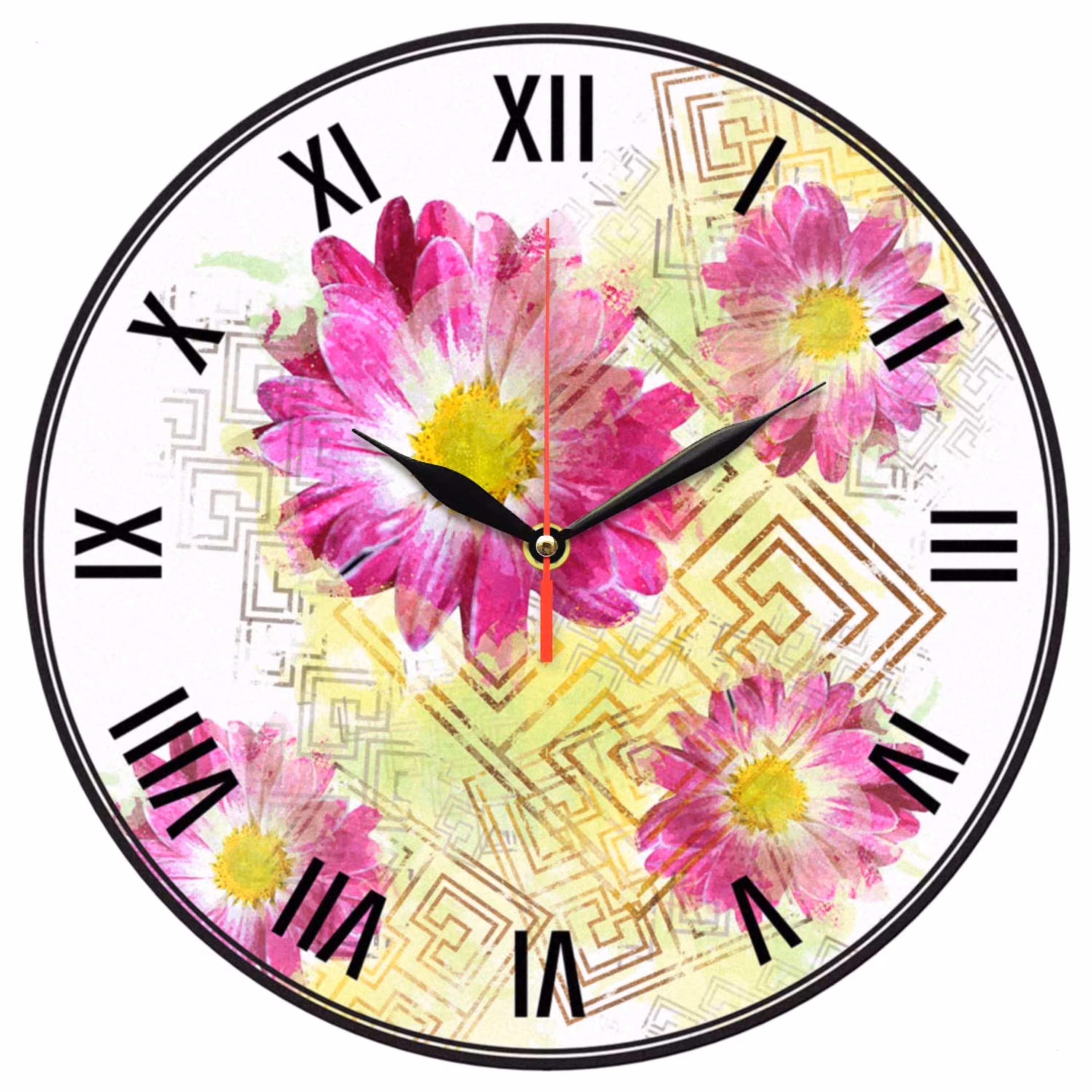 ساعت دیواری گرد مدل 1167 طرح گل سایز 30