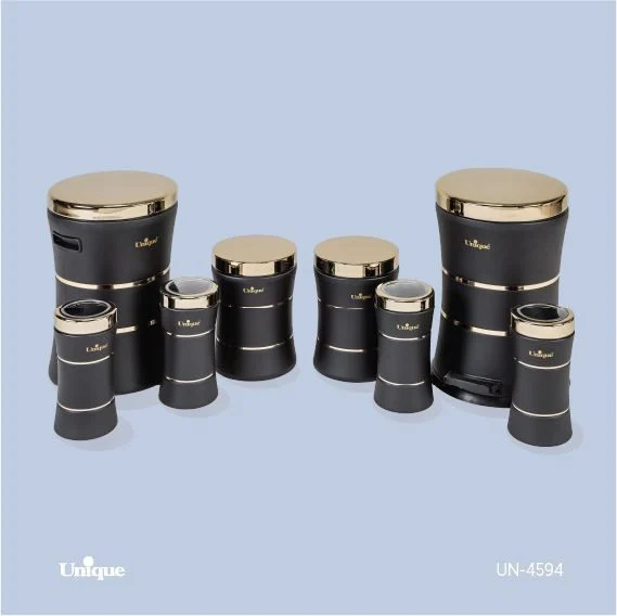 سرویس آشپزخانه 8 پارچه یونیک کمر باریک خطی مشکی طلا کد un-4594