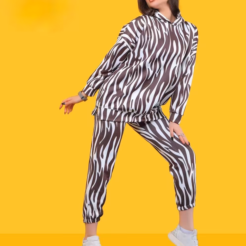 ست طرحدار دورس فیتیله ای کنار زیپ