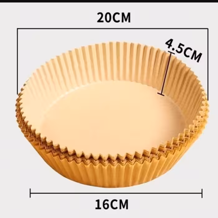 کاغذ سرخ کن بسته 50 عددی سایز کف 16 سانت ارتفاع 4 سانت قطر بالای کاغذ 20 سانت مناسب سرخ کن 4 لیترتا 6 لیتری(کاغذ سرخکن) 