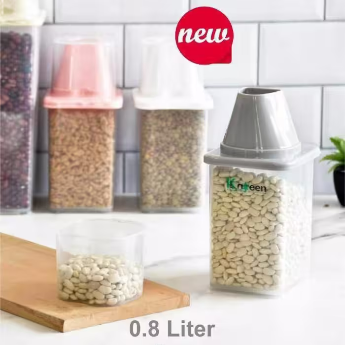 بانکه پیمانه دار مخصوص حبوبات و قند و شکر و چای و میوه خشک و ماکارونی و آجیل و تنفلات و .... برای کم جا بودن و استفاده 