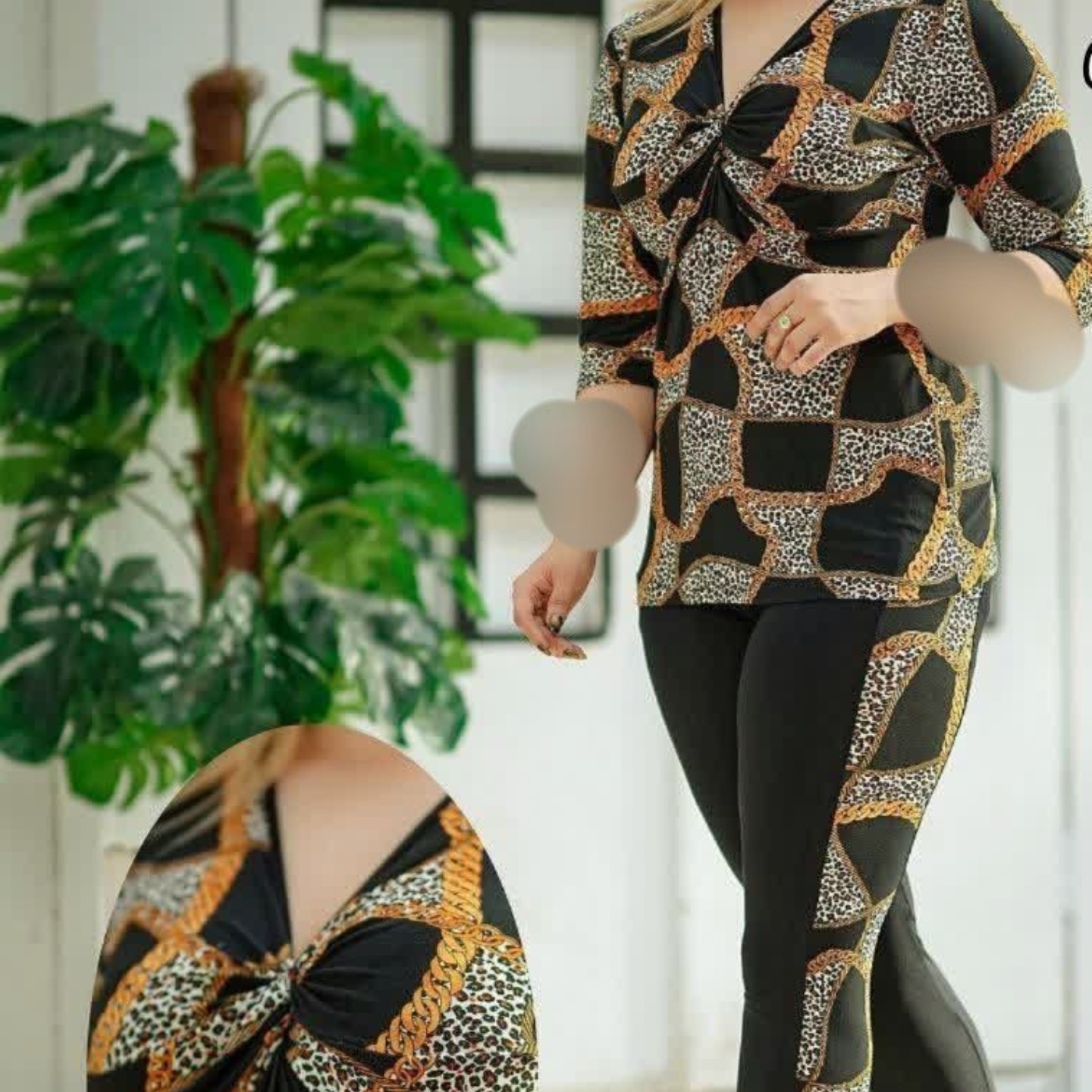 ست تیشرت ساپورت جلو گره ای طرح زنجیر
پارچه فلامنت لطیف درجه یک