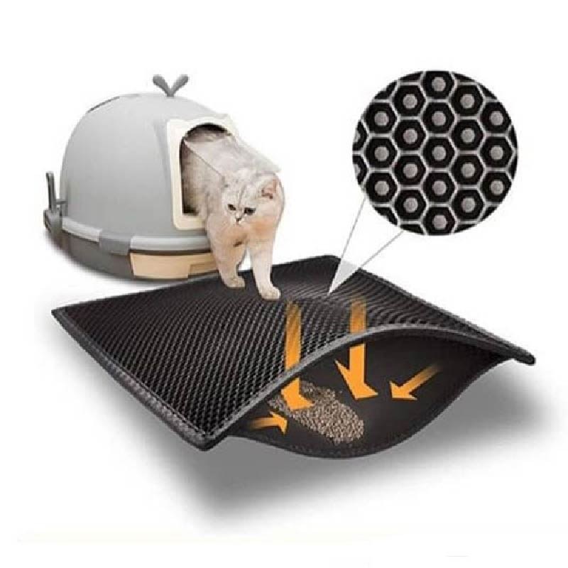 مت دو لایه زیر جای خاک گربه 60 در 40 سانتیمتر رنگ آبی نفتی
