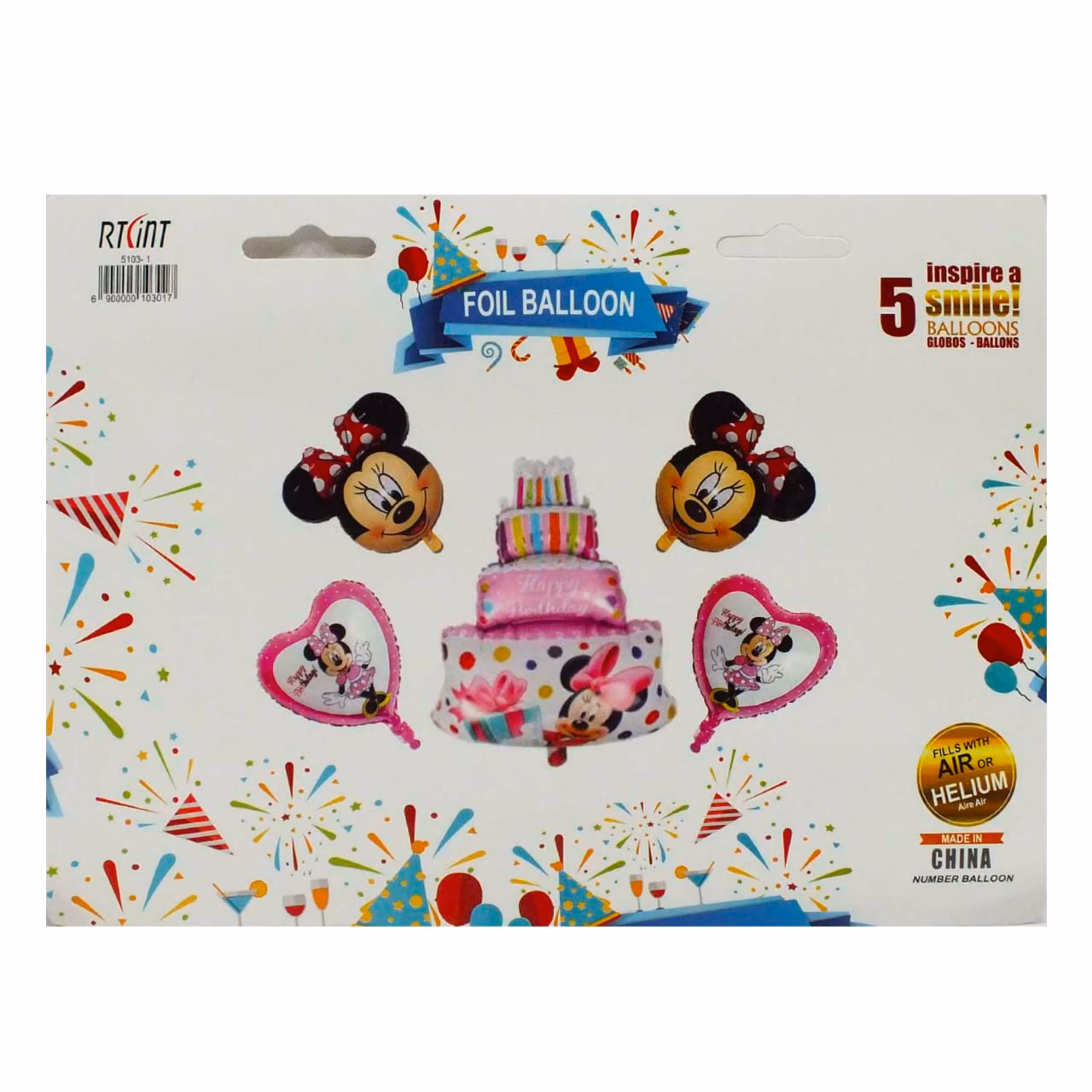 بادکنک کیک تولد پک مینی موس فویلی 5 عدد