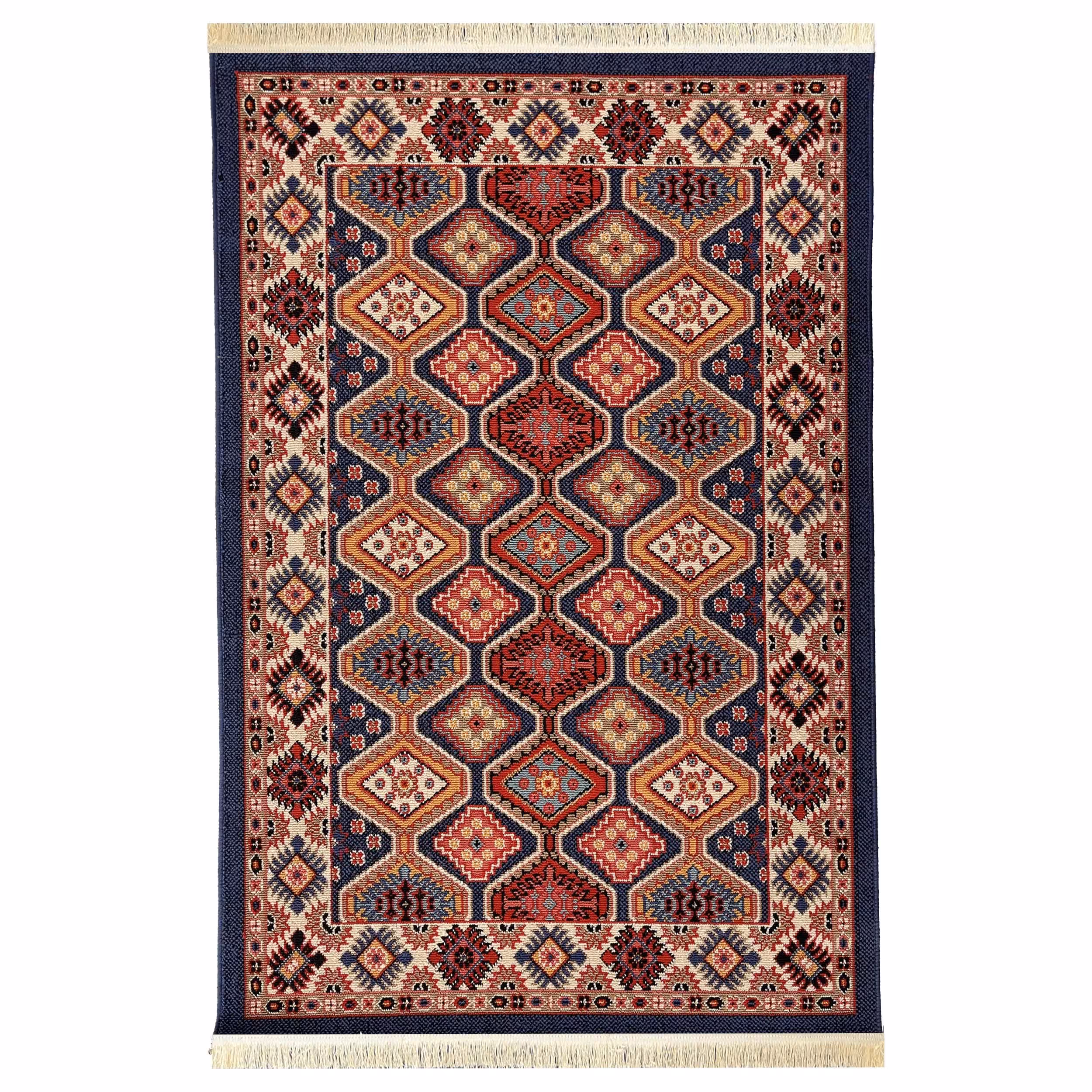 گلیم ماشینی یک و نیم متری  (1.5-1) -  طرح لوزی