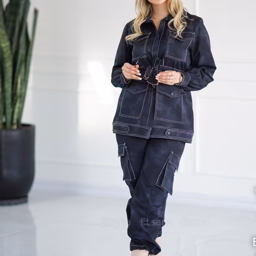 ست کارگو بارانی مموری کمر گت قد 75 قد شلوار 97 از 38 تا 48