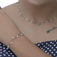 گردنبند و دستبند نقره مروارید