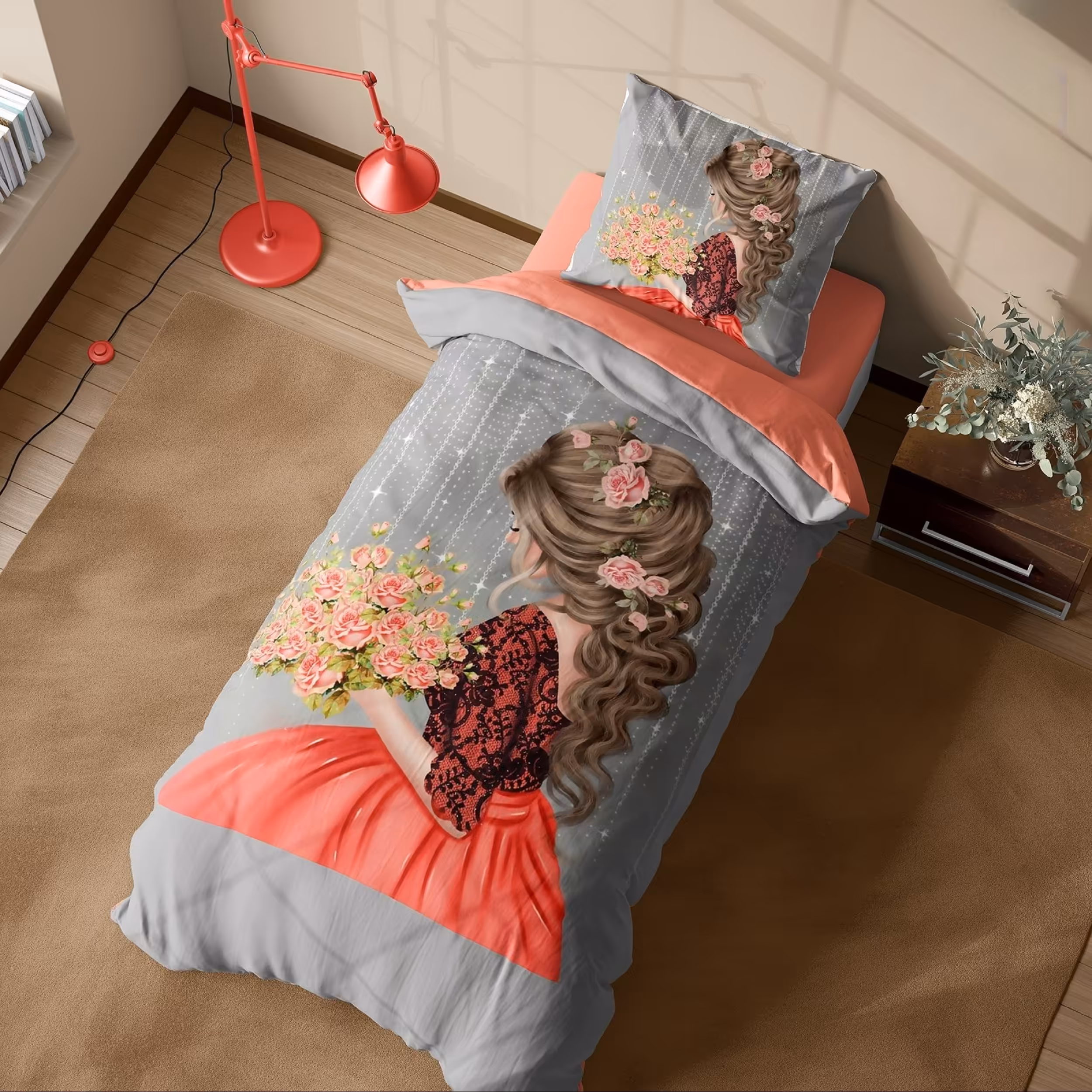 سرویس روتختی مدل سه بعدی کد D014 یک نفره 5 تکه
