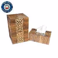 ست سطل و جا دستمال چوبی لوکس