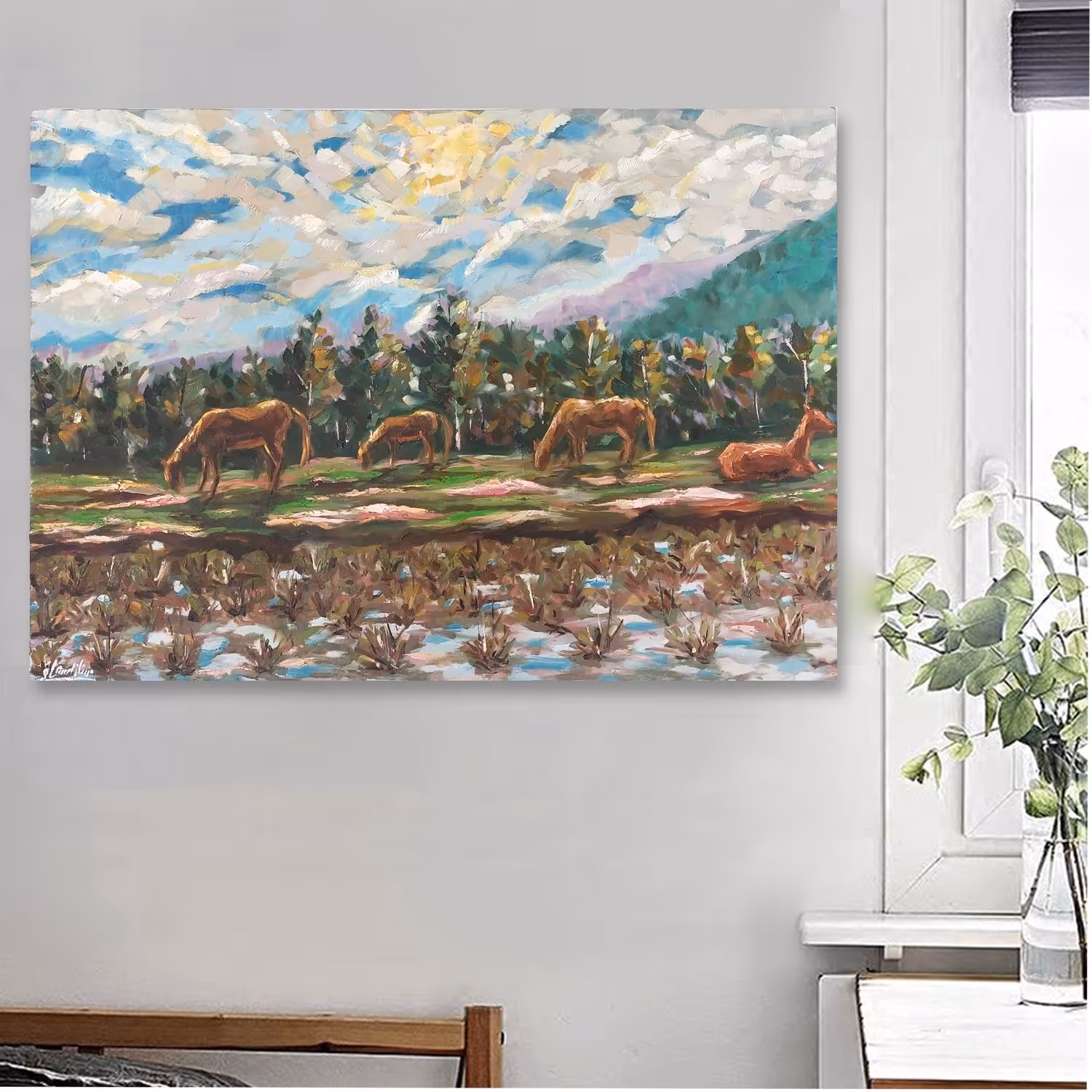 تابلو نقاشی اسب ها اورجینال (50 در 70)رنگ و روغن