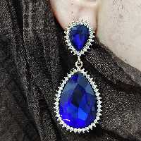 گوشواره مجلسی پرنگین آبی رنگ ثابت