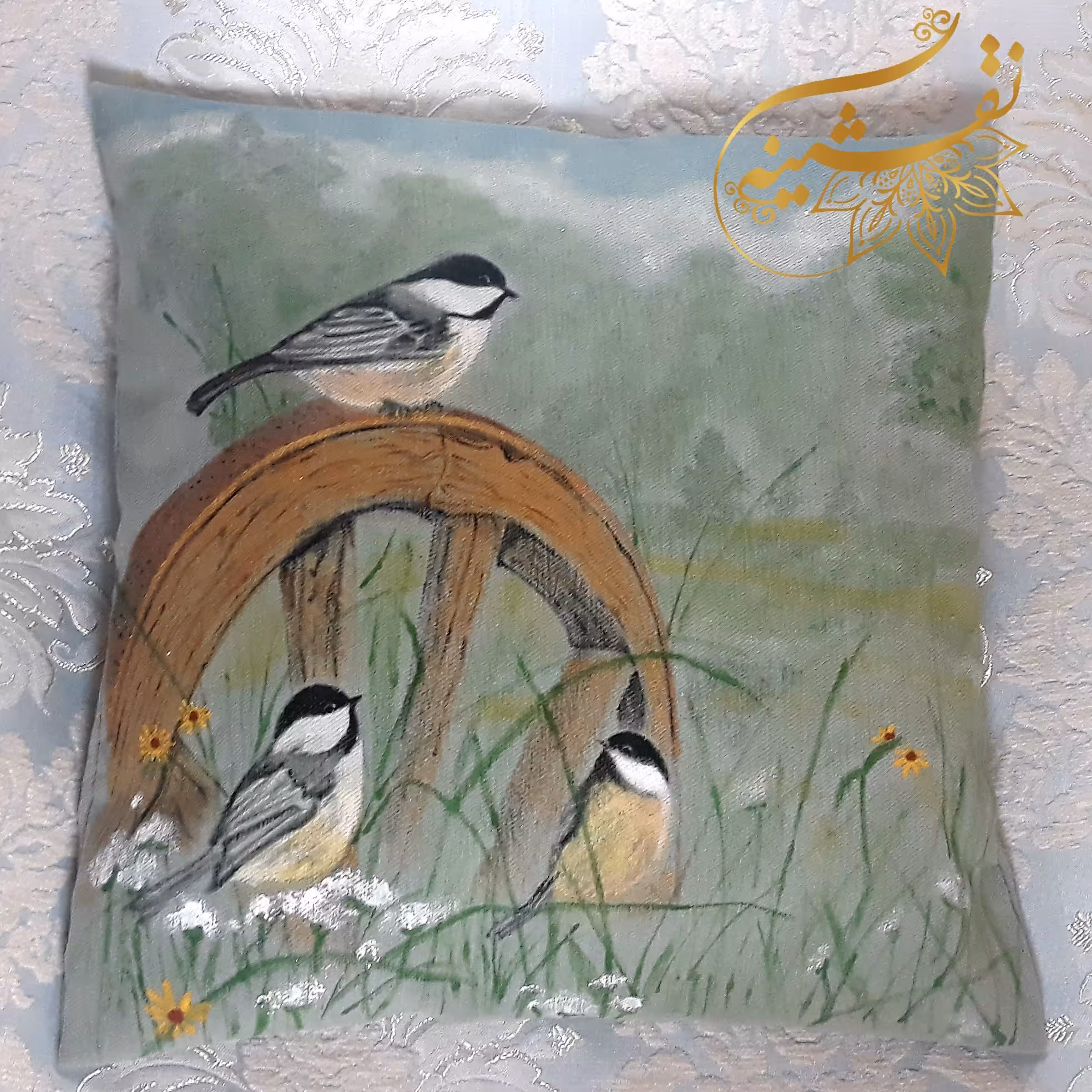 کاور کوسن 40 در 40 نقاشی شده با بهترین کیفیت رنگ قابل شستشو با طرح و ایده دلخواه شما 