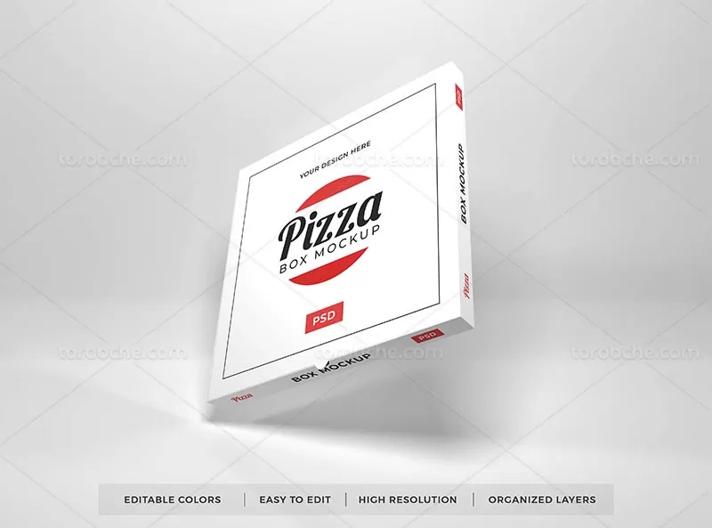 طرح موکاپ جعبه پیتزا لایه باز | گرافیک با طعم تربچه