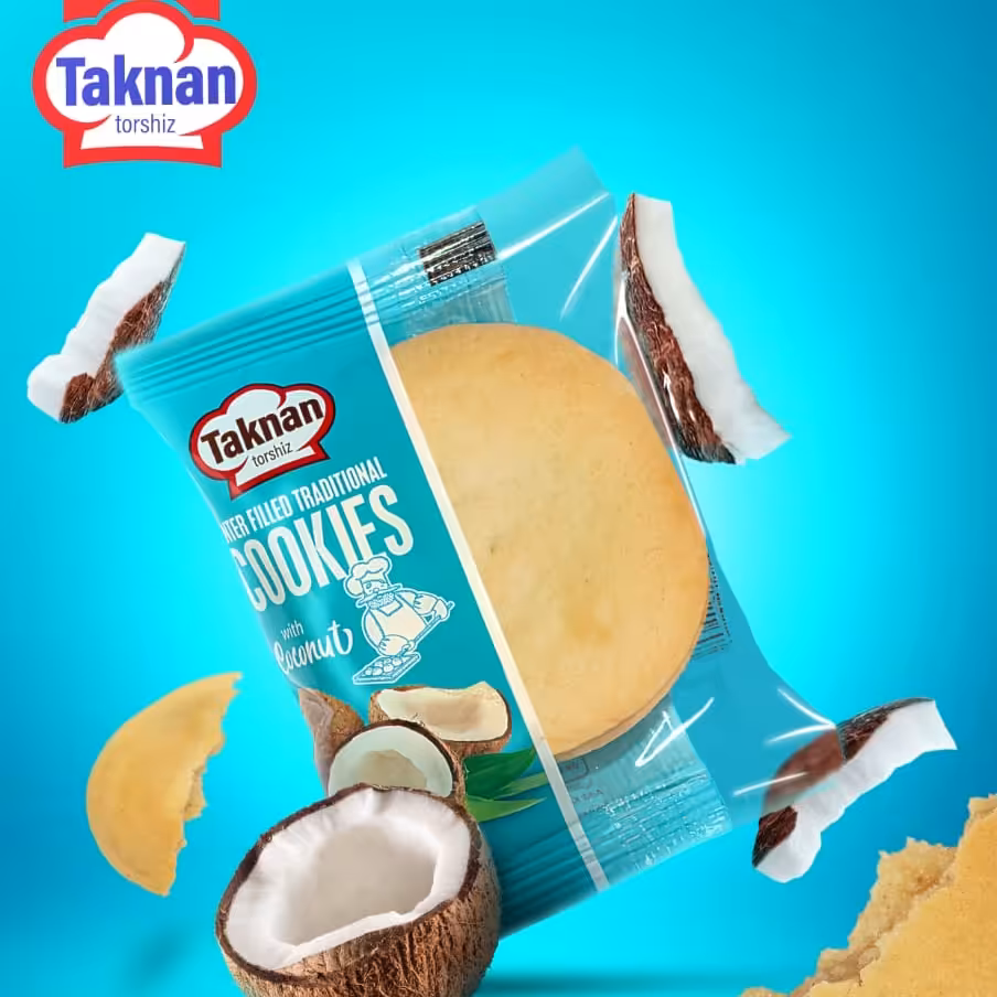 کلوچه 80 گرمی نارگیلی تکنان بسته 20 جفت