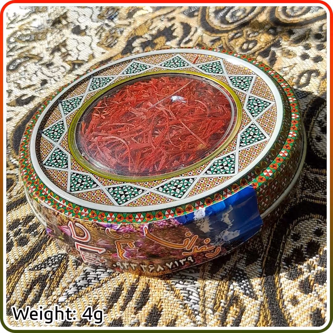 زعفران صادراتی در بسته بندی 4 گرمی طرح خاتم