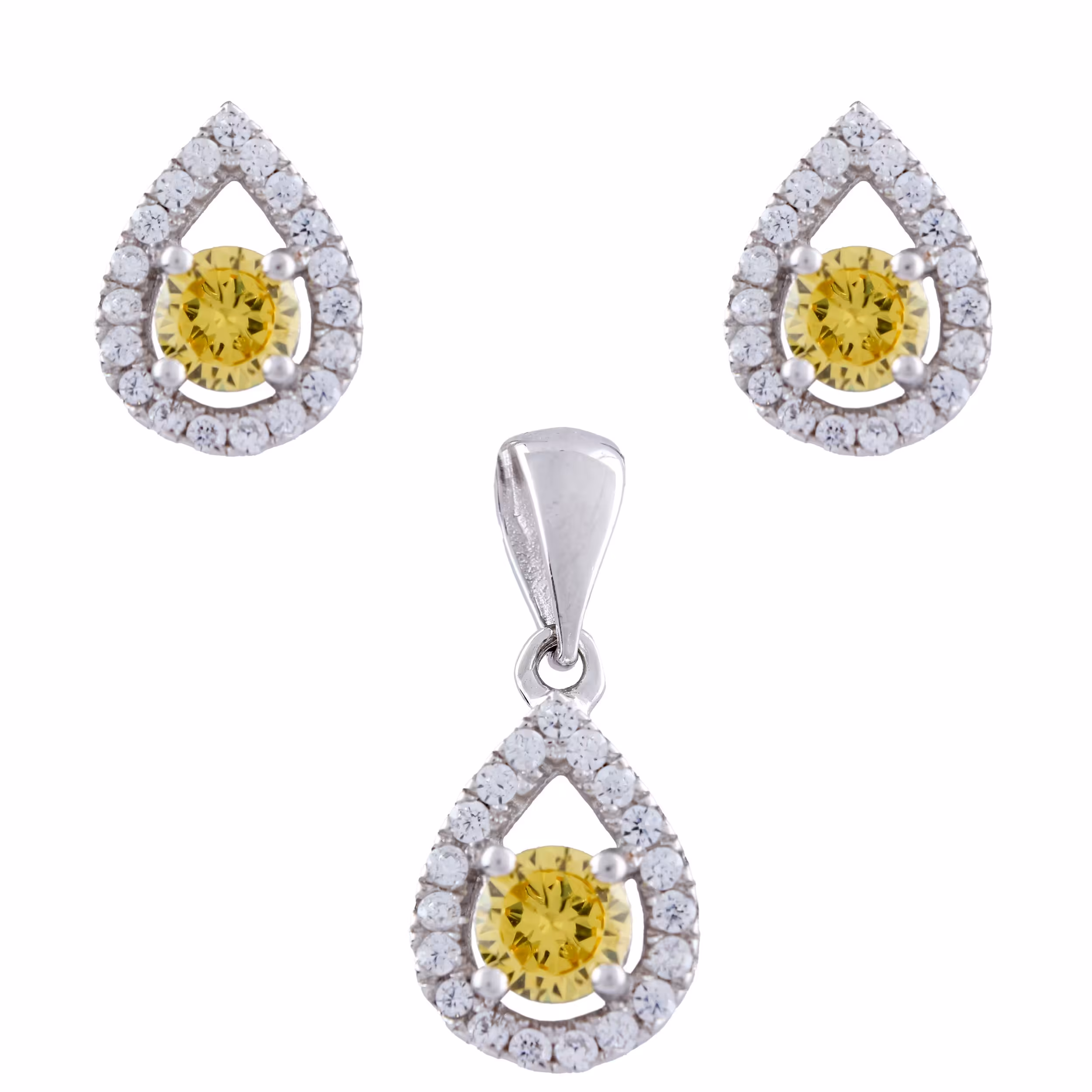 نیم ست نقره زنانه -مدل اشکی نگین -کد SHS-27