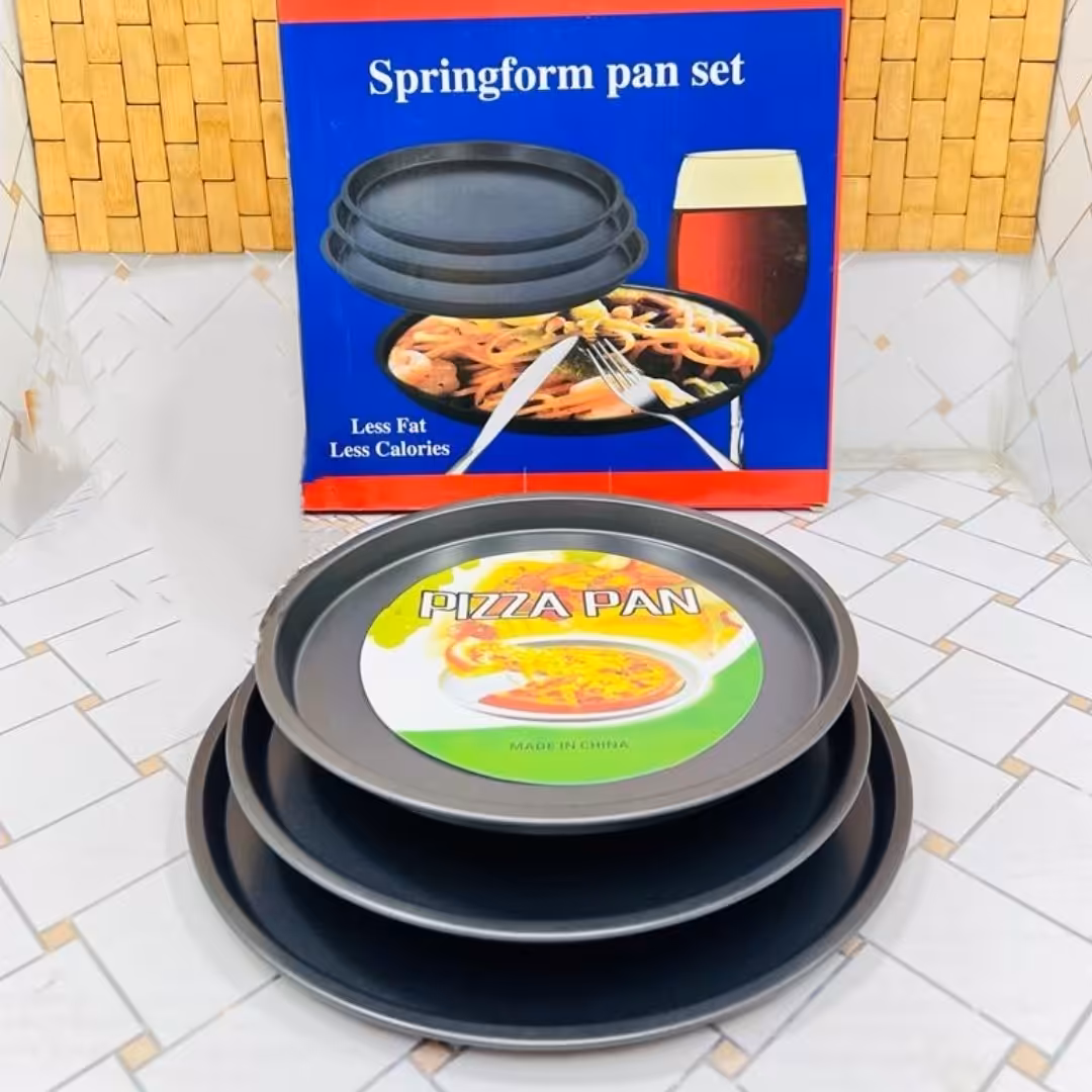 سینی سه تکه پیتزا با روکش تفلون در سه سایز با قطر های 20 و 24 و 28 (قالب پیتزا)