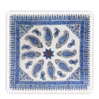 سفره قلمکار آبی ترنج مستطیل100در150