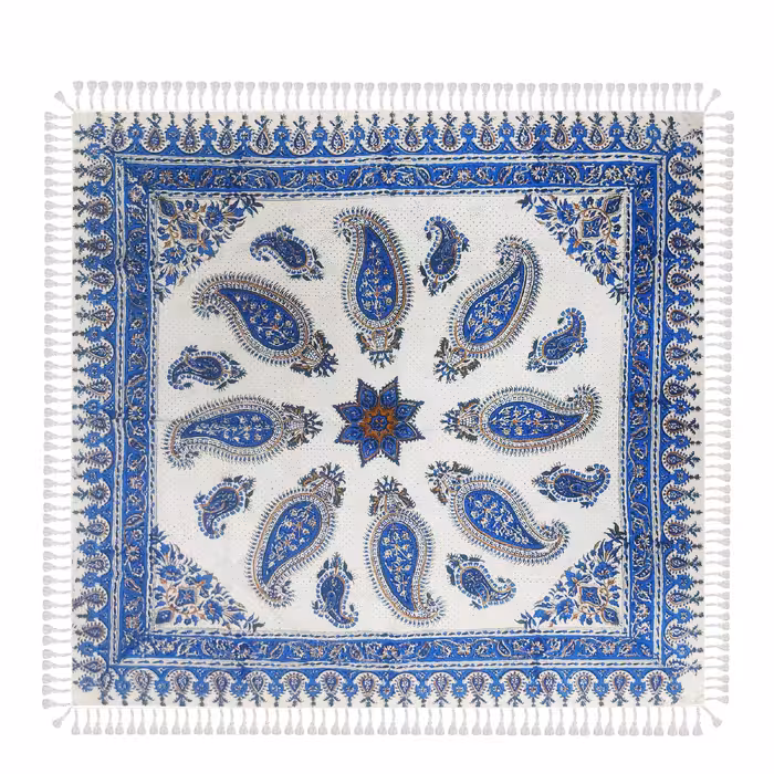 سفره قلمکار آبی ترنج مستطیل100در150