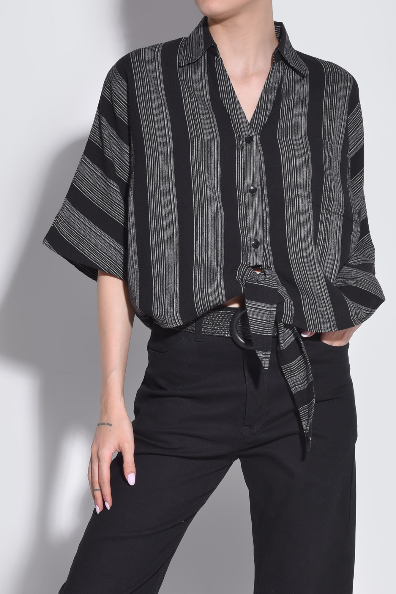 شومیز آستین کوتاه راه راه