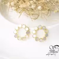 گوشواره آویز طرح دایره با نگینهای سفید کد 5870