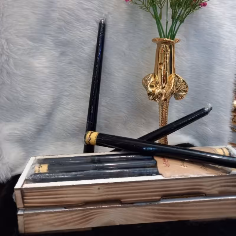 شمع قلمی  30 سانتی رنگ مشکی بسته 12عددی جعبه چوبی