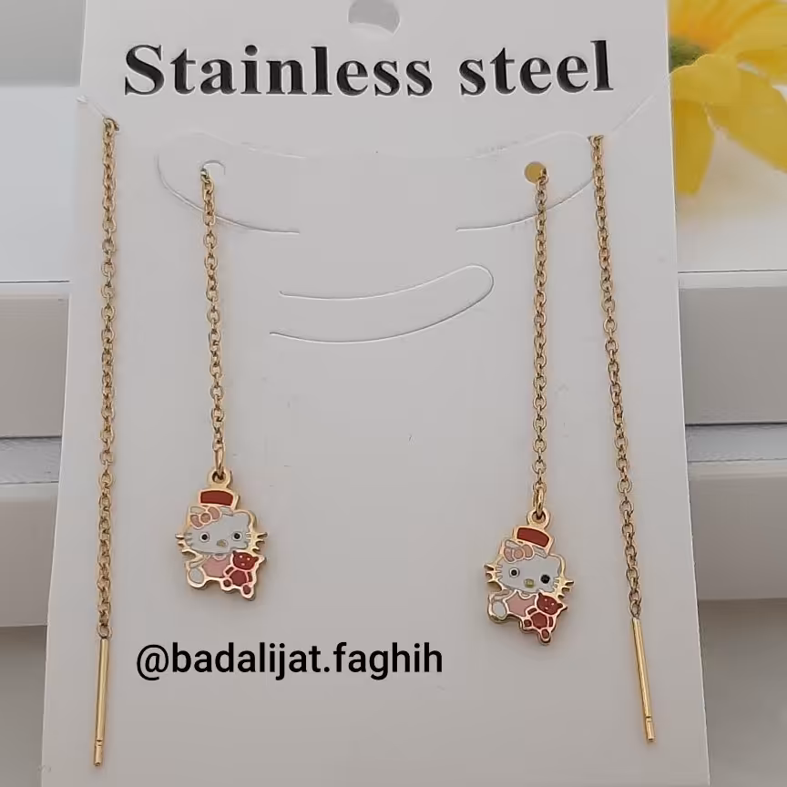 گوشواره بخیه ای استیل رنگ ثابت در 6 طرح پر فروش و فوق العاده شیک 