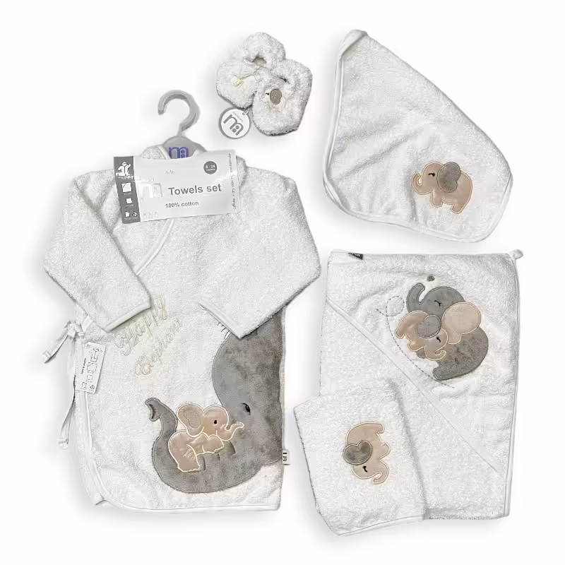 ست حوله نوزاد 5 تکه طرح فیل و بچه مادرکر Mothercare