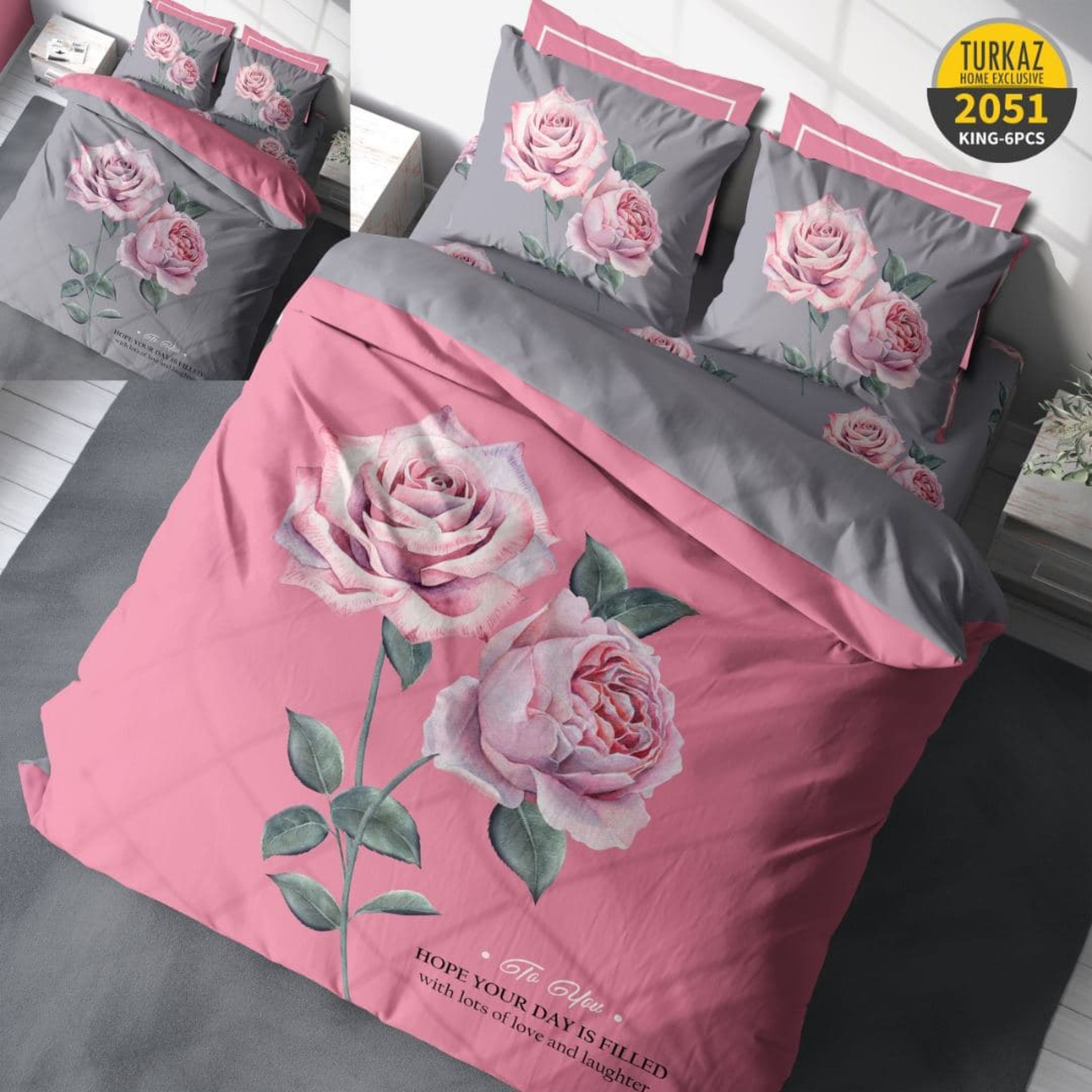 سرویس لحاف روتختی 2 نفره چاپی تنسل برند ترکاز(Turkaz) کد 2051