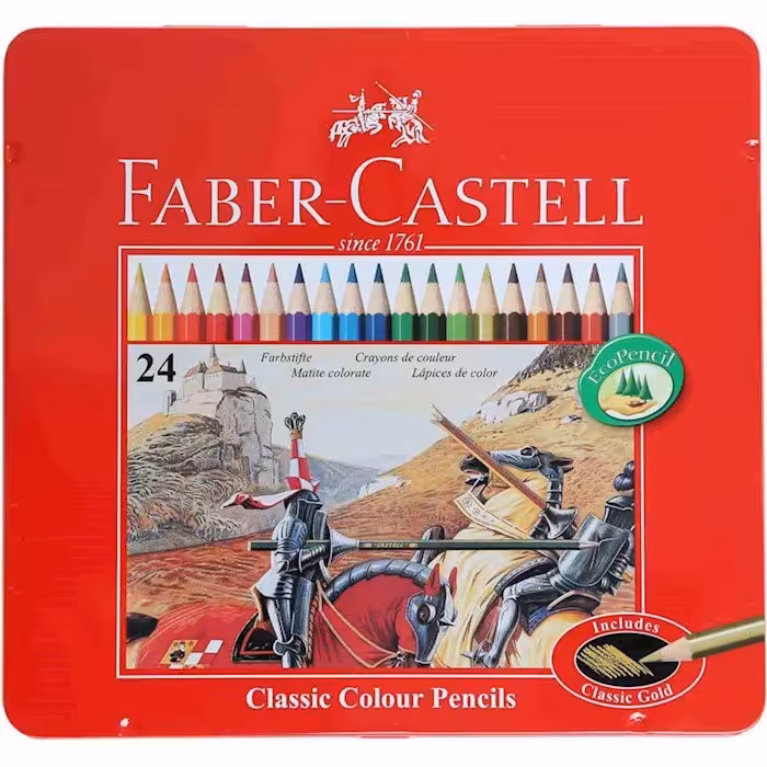مدادرنگی 24 رنگ فابرکاستل جعبه فلزی