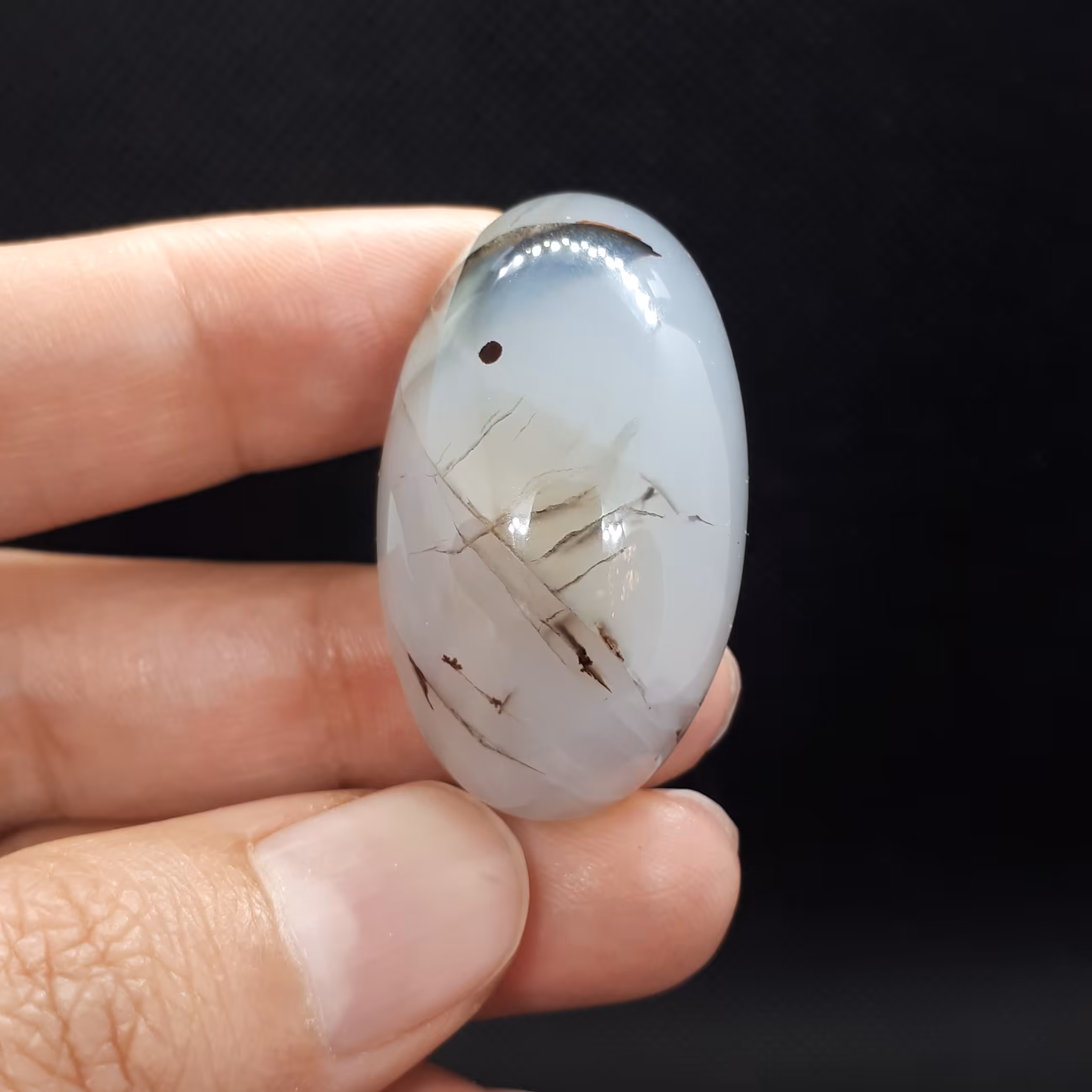 دو عدد نگین عقیق سفید