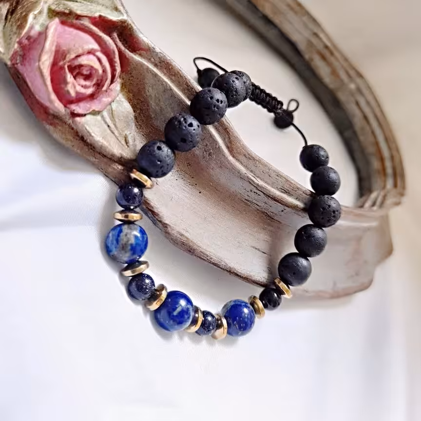 دستبند سنگ لاجورد (سنگ اصل)