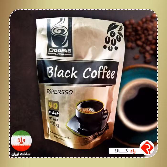 بلک کافی اسپرسو صددرصد عربیکا دوبیس ( شامل 40 ساشه 2 و نیم گرمی )