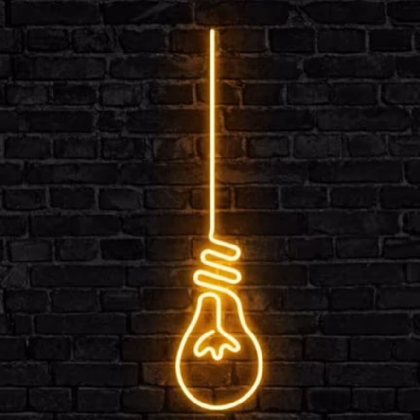 تابلو نئون طرح لامپ موجود در تمامی رنگ ها عرضه به همراه آدابتور برای روشنایی تابلو