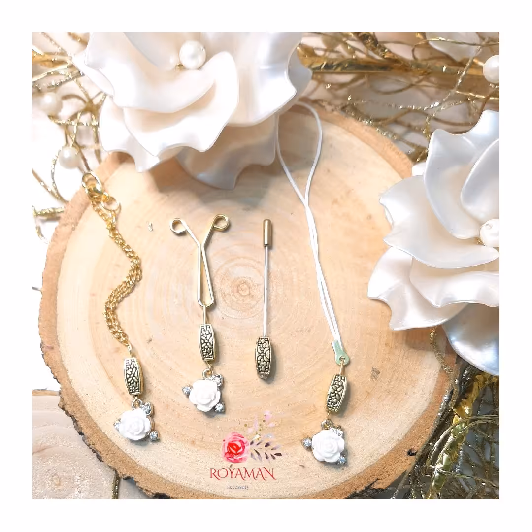 ست گیره و اویز ساعت و اویز فلش و سوزن لبنانی گل