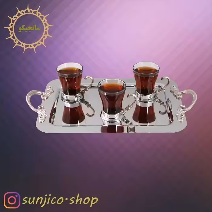 سینی پذیرایی استیل طرح فجر بدون پایه بزرگ ( نقره ای )