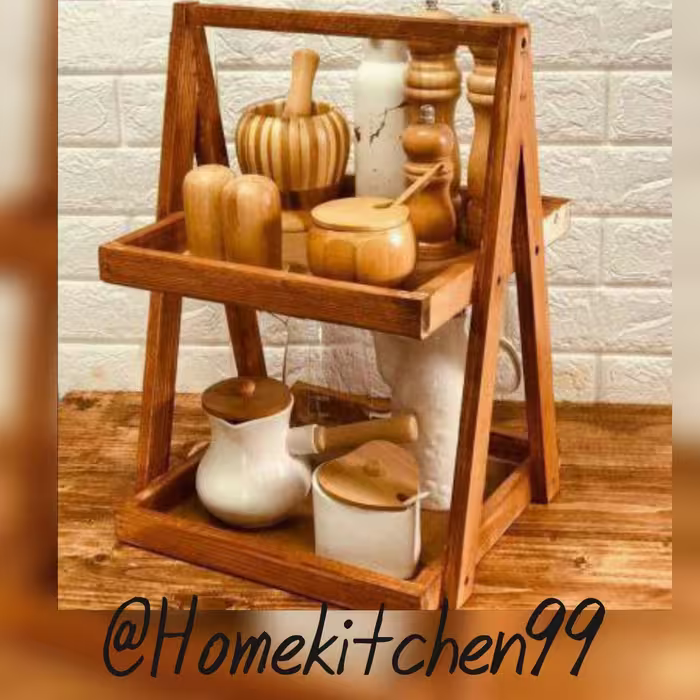 استند مثلث دوطبقه چوبی