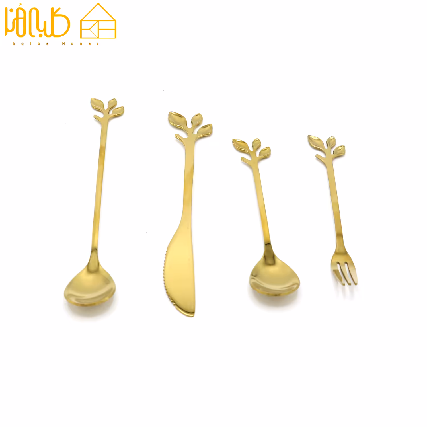 ست قاشق و چنگال برگ طلایی